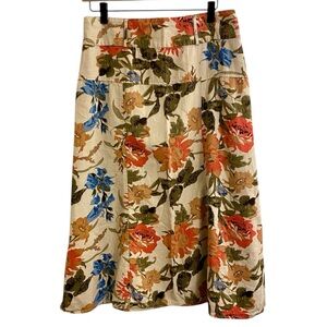 LINEN COTTAGECORE DELICATE GARDEN MIDI SKIRT BOHO WHIMSY FLORAL SIZE 8 SKIRT